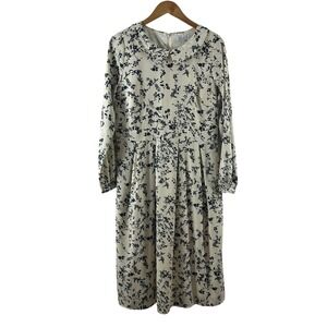 Sweet Salt Womens Floral Peter Pan Collar Midi Dress Cream Navy Blue Size 10
